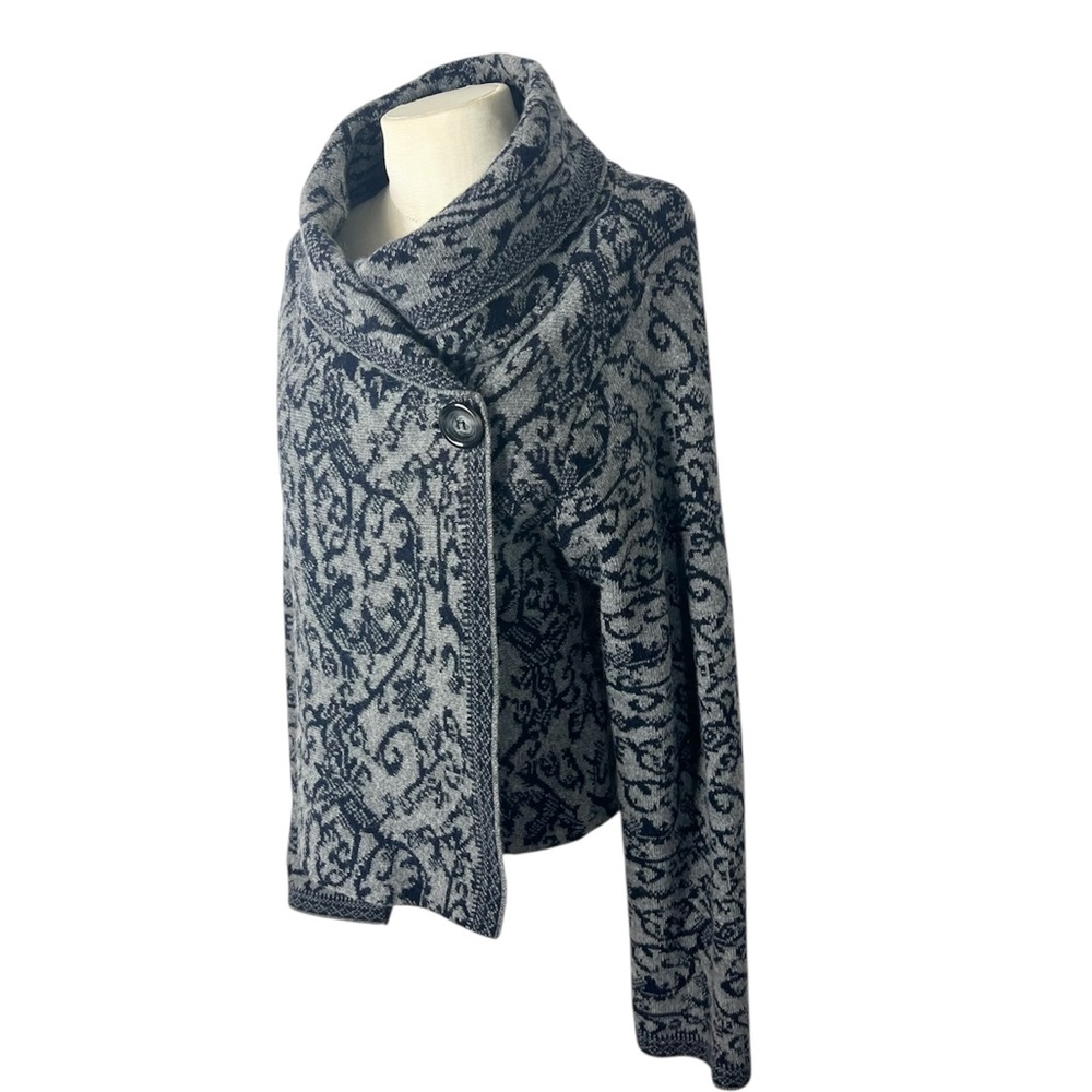 A.Ida wool blend sweater size L wrap‎ style cowl neck blue gray made in Italy
